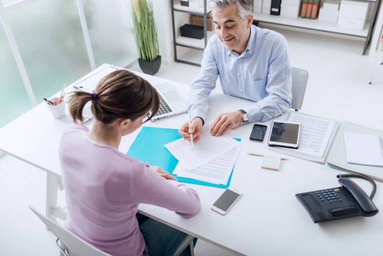 Business advisor talking to his client