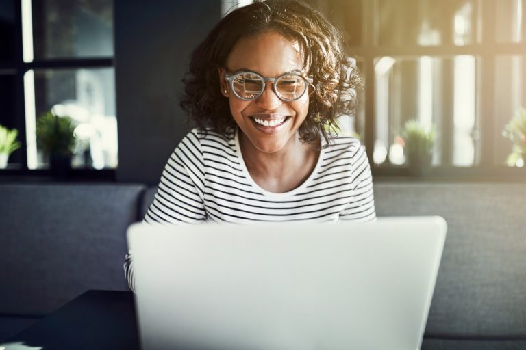 Woman working ina co-working space