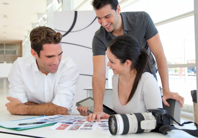 Marketing team having a huddle