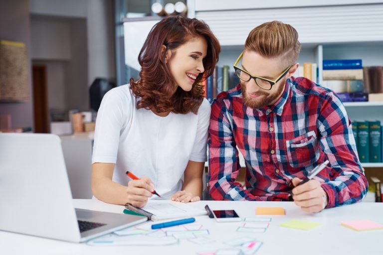 graphic designers planning new application layout