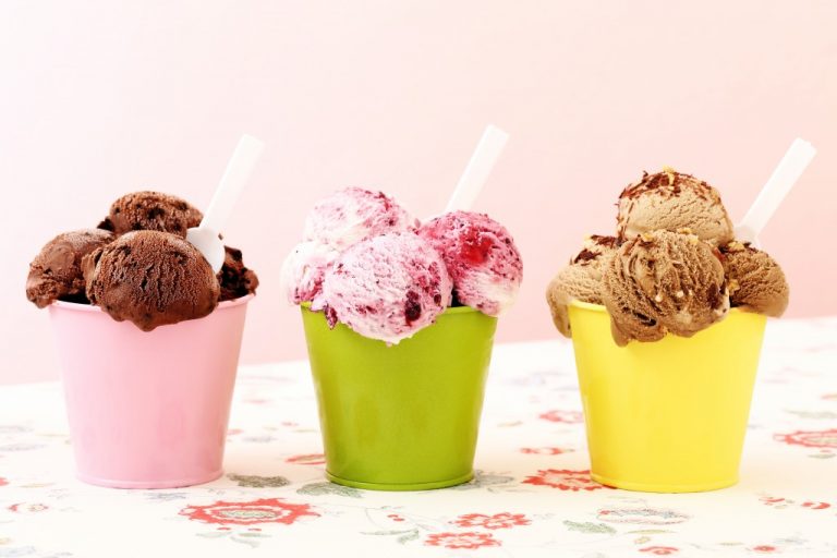 ice cream in metal cup