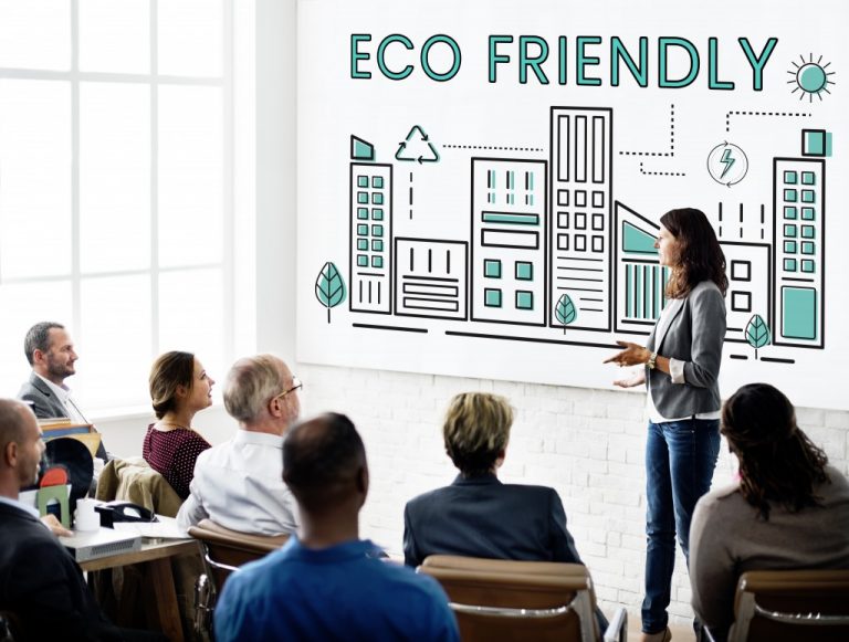 woman talking about being eco friendly