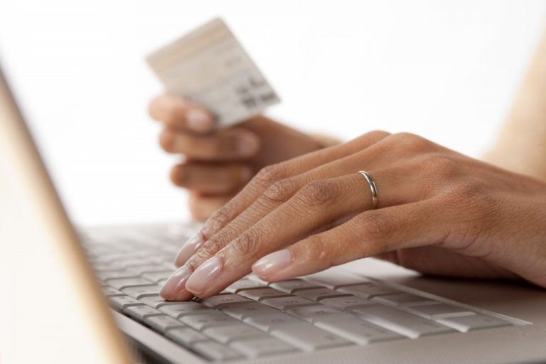 person inputting card details