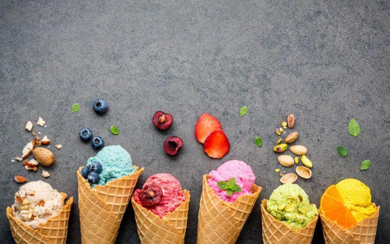 ice cream in cones