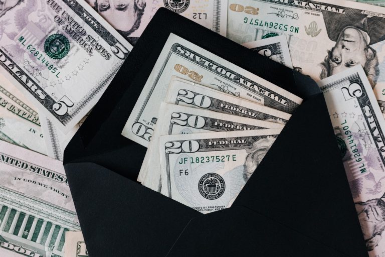 cash in a black envelope