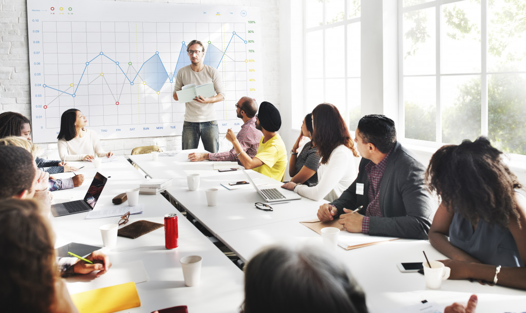 management team taking a class