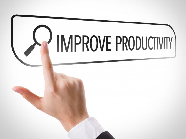 Improve Productivity written in search bar on virtual screen