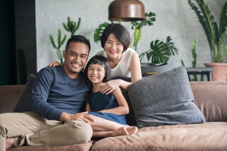 happy Asian family