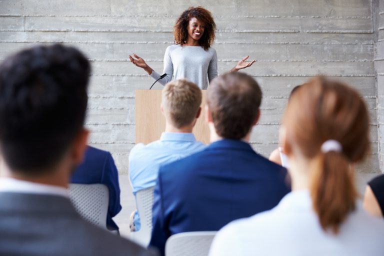 Woman presenting