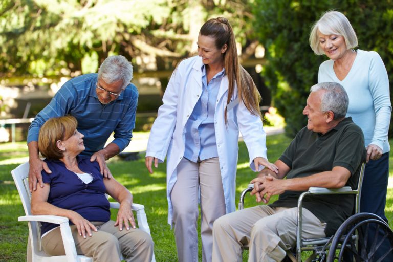 doctor checking her senior patients